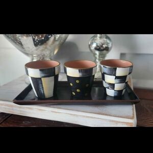 Set of Three Black and White Patterned Cups